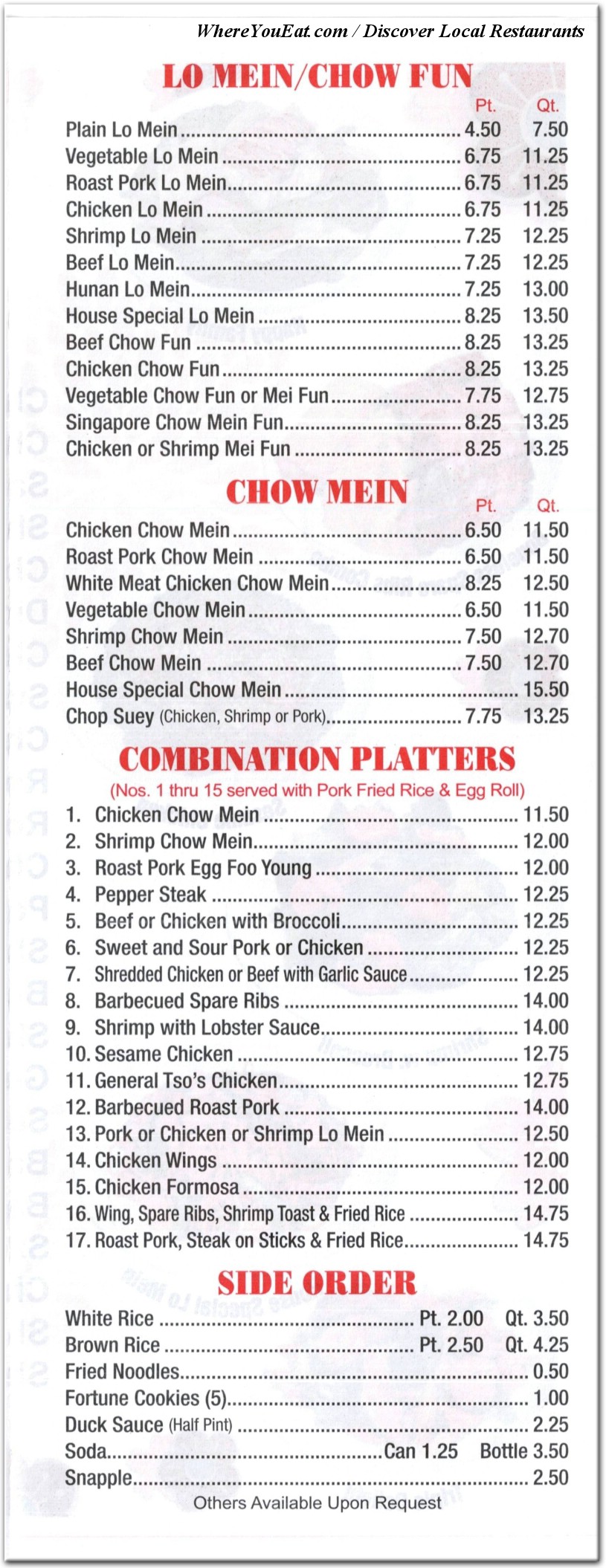 menu